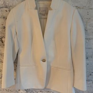 LOFT Cream Notchless Single-Button Blazer
